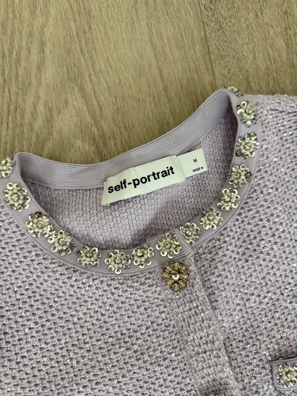 Self-Portrait Lilac Sequin knit Mini Dress - Picture 3 of 4